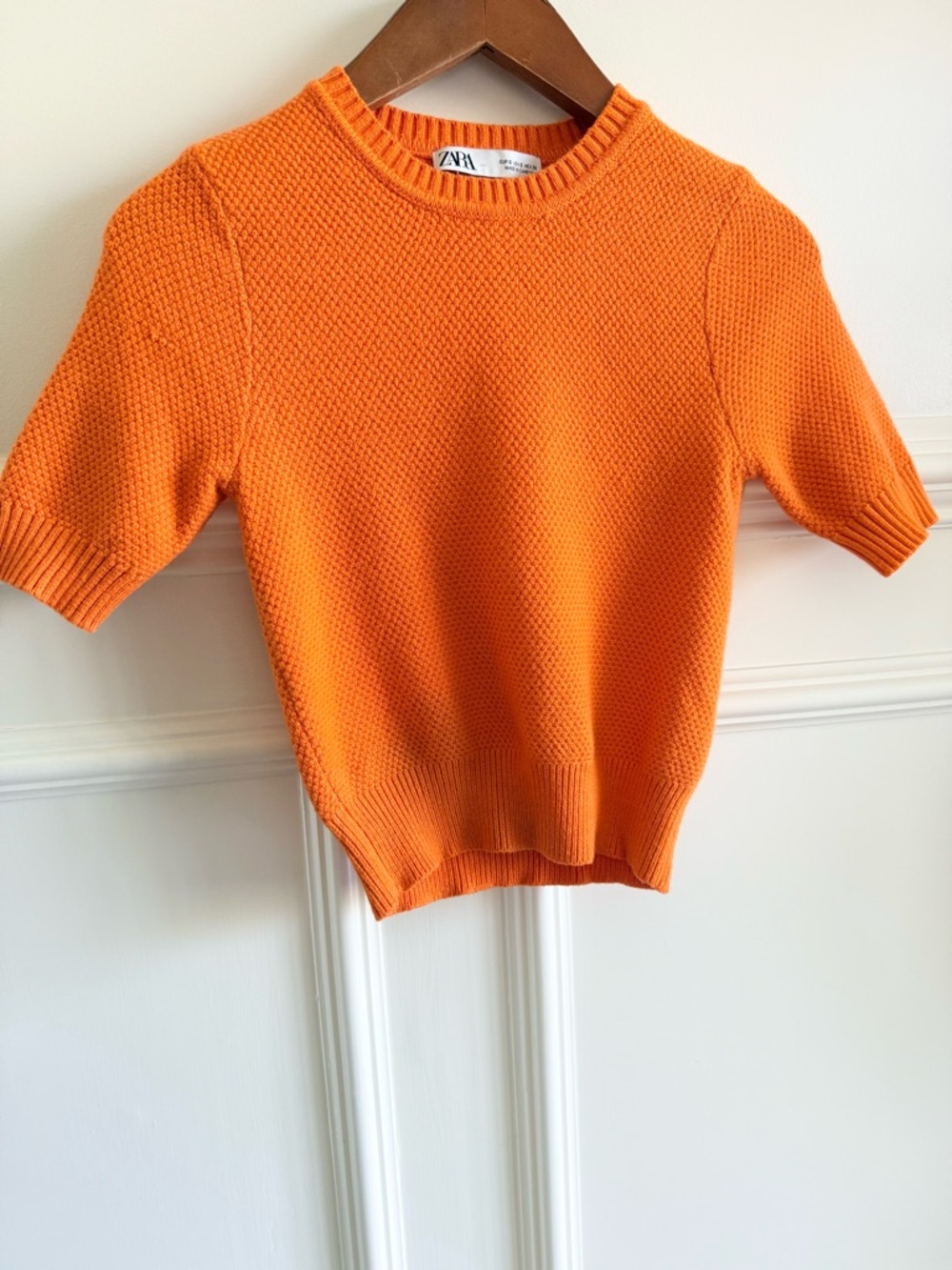 ZARA Women’s Cropped Top Short Sleeve Crew Neck Knit light Sweater Shirt Size S - Picture 3 of 17
